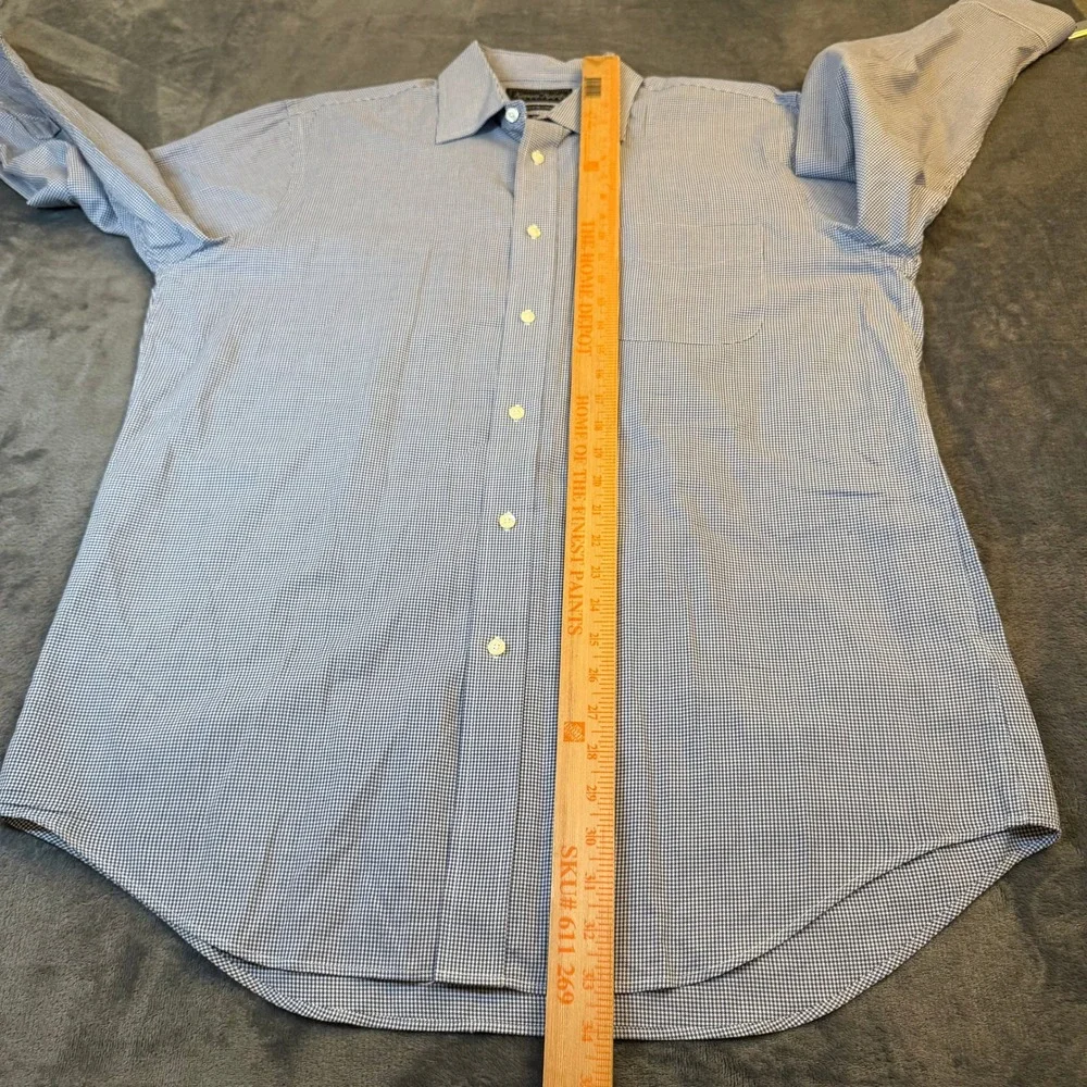 Kenneth Roberts‎ Platinum Dress Shirt Mens 16 1/2 32/33 Blue Check Long Sleeve